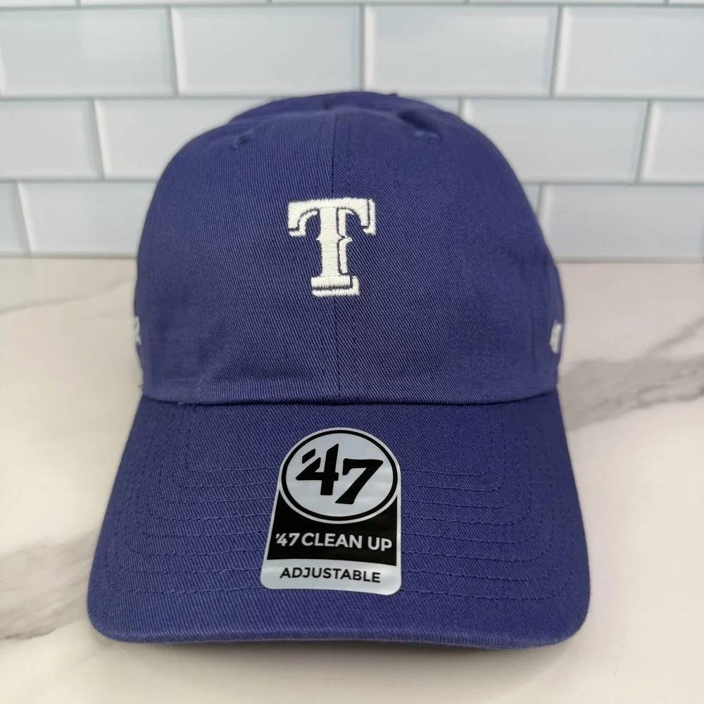 Texas Rangers Hat Cap Strap Back Mens One Size‎ Blue White MLB Baseball Dad Hat